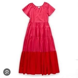 New Elegant Red and Pink Maxi Dress